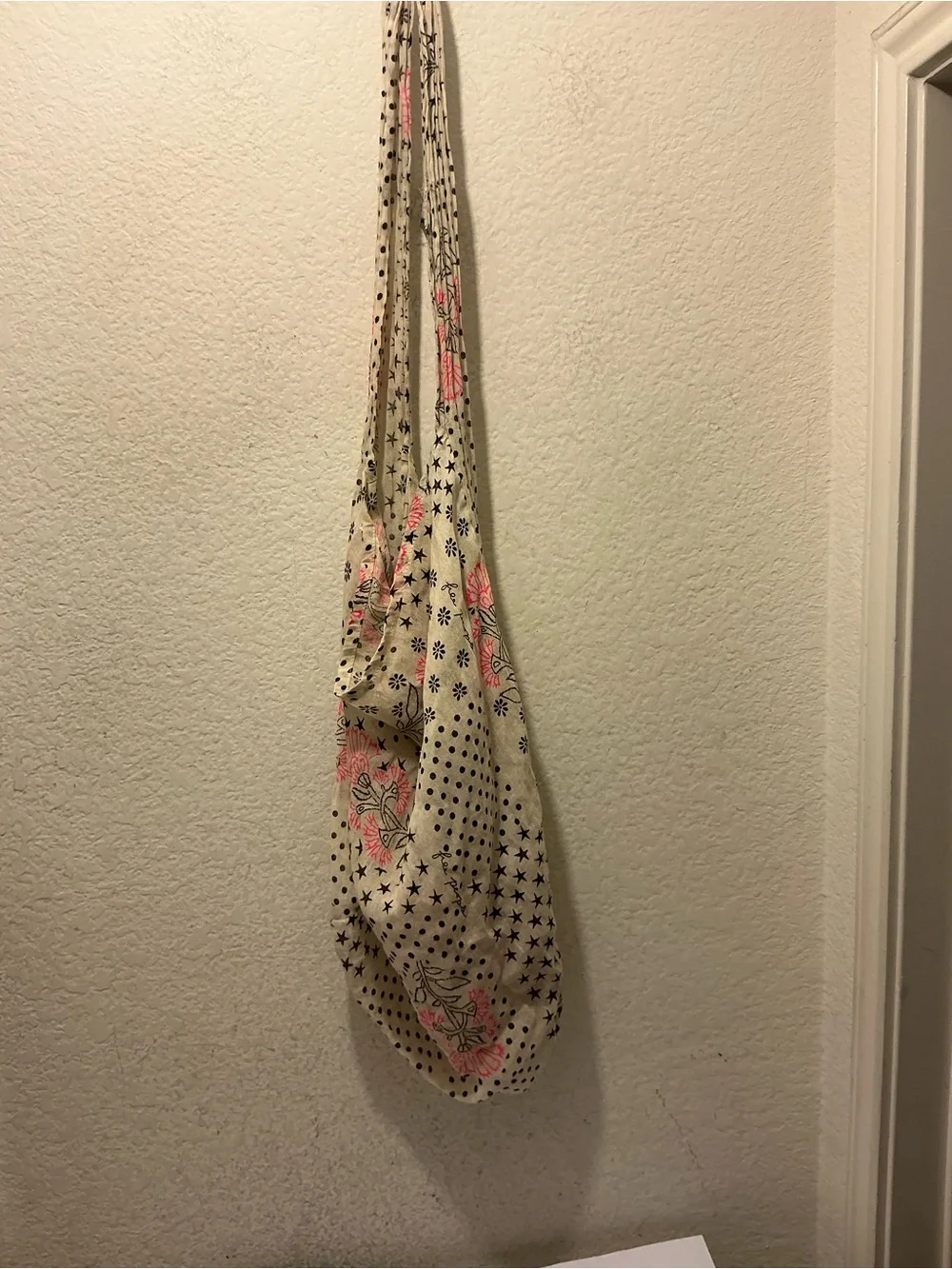 Free People Pink and Cream Floral Polka Dot Shoulder Bag